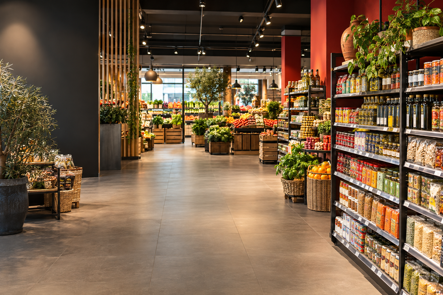 De ruime internationale supermarkt van Aksiyon